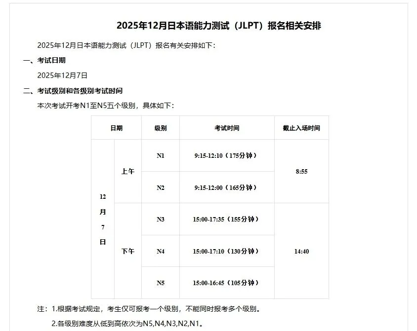 25年日语能力考试