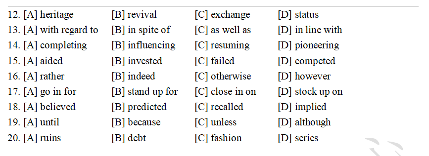 2023年考研英语一完形填空试题下载