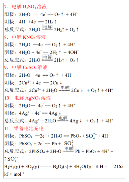 高中化学方程式大全:电极反应方程式——电解电极反应方程式