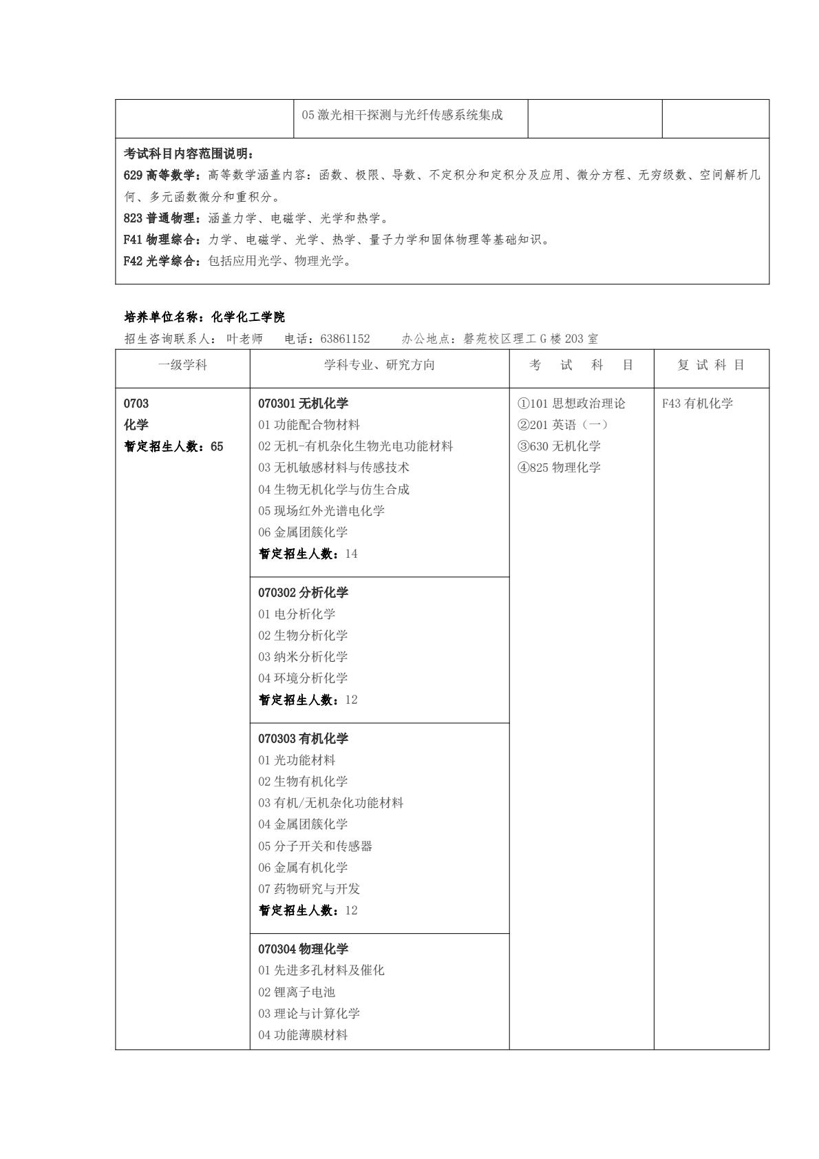 安徽大学25年学术学位硕士研究生招生专业目录