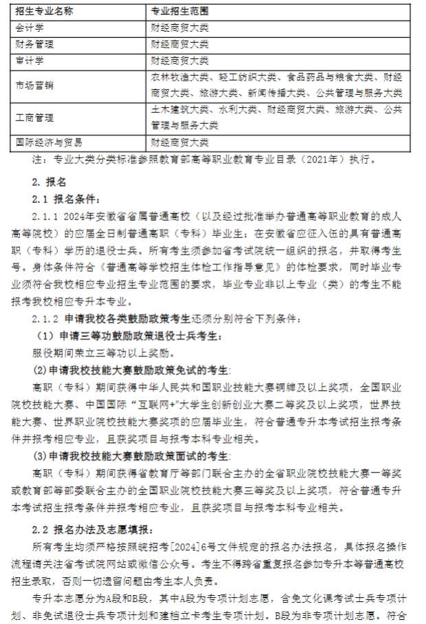 2024年安徽工业大学专升本招生简章4