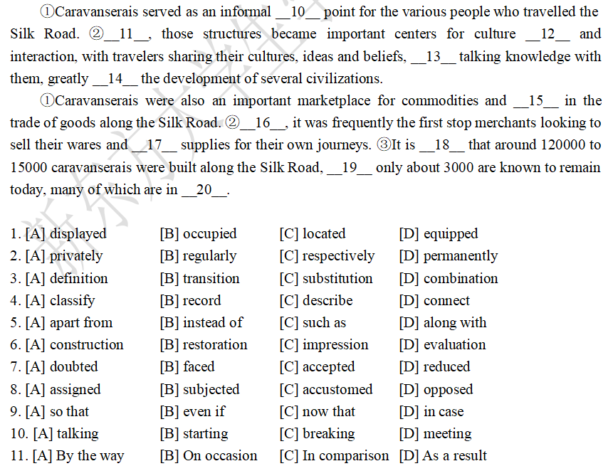 2023年考研英语一完形填空试题下载