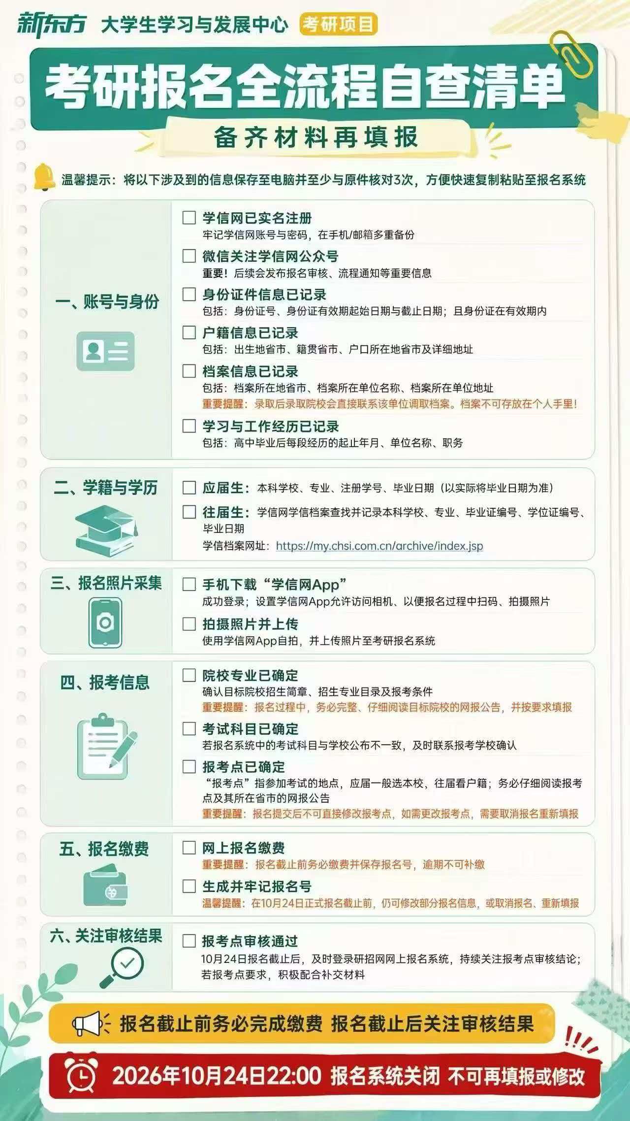 考研报名全流程自查清单