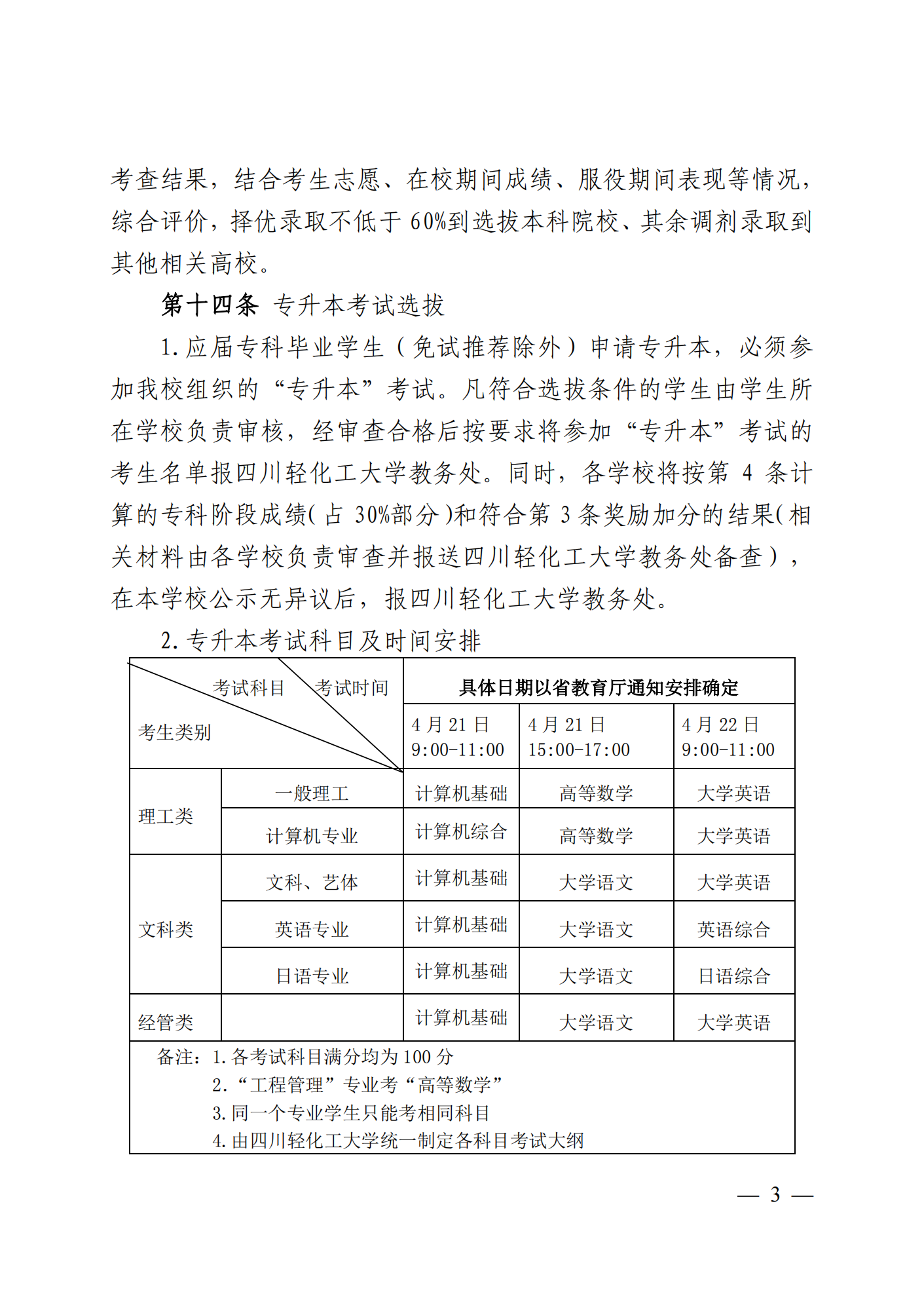 2023年四川轻化工大学专升本招生简章