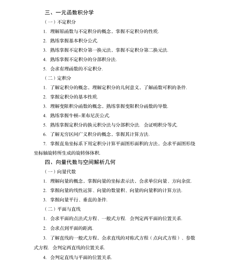 2024年四川专升本《高等数学》考试大纲4
